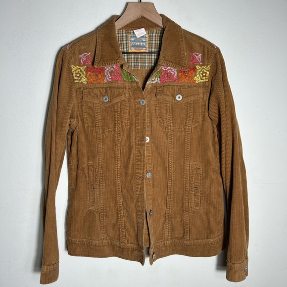 Oilily Jackets & Blazers - Corduroy Jacket Oilily Embroidery Unique Size Medium Brown Tan